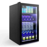 Costway - 120 Can Beverage Refrigerator Beer Wine Soda Drink Cooler Mini Fridge - Black