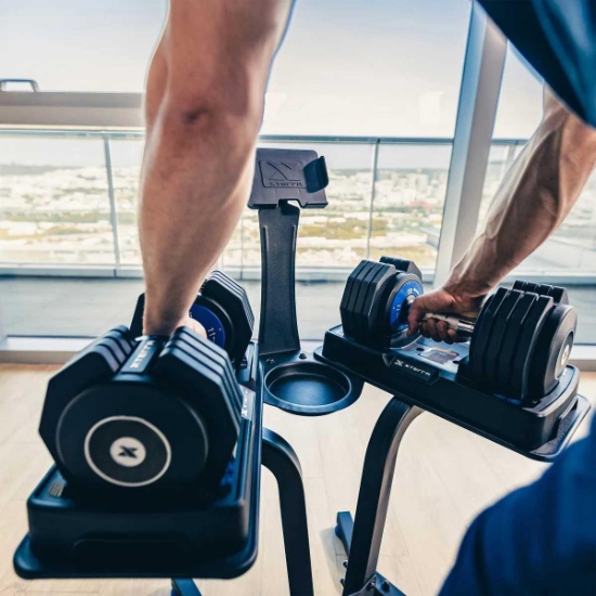 Xterra 55lb Adjustable Dumbbells Set with Standing Rack