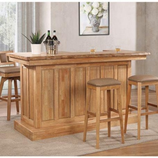 Logan's Edge Bar in Natural Wood + Top (Complete) #1457-55-B/BT