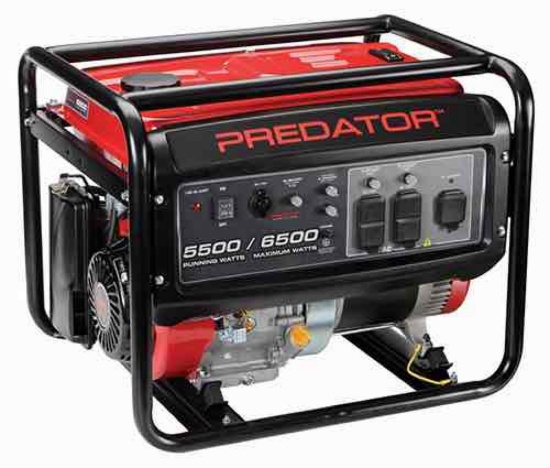 Predator generator 5500 running watts Gas