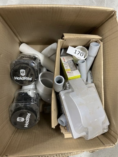 Box of misc. plumbing and electric parts