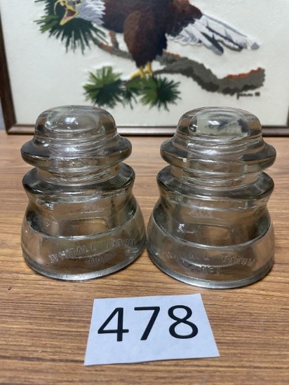 2 Whitall Tatum Glass Insulators