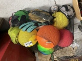 Bag of kick balls and other sports stuff
