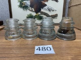 4 Hemingray Glass Insulators