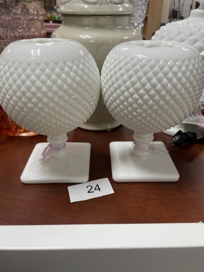 pair of vintage Westmoreland English Milk Glass Bowls