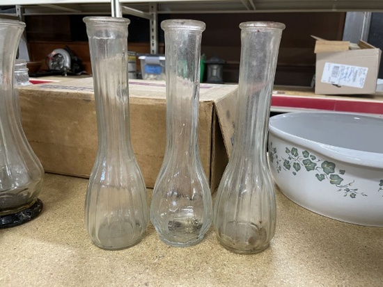 3 vintage glass vases