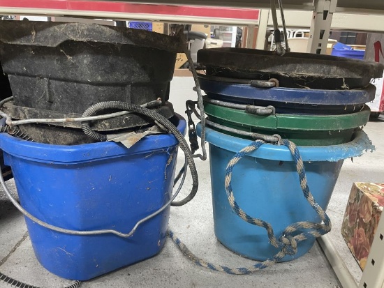 Lot of Plastic Farm Buckets