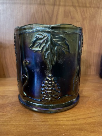 Carnival Glass Tumbler Grape and Leaf Pattern