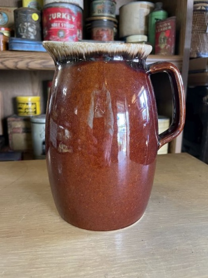 Vintage Oven Proof USA Brown Drip Glaze Stoneware Pitcher