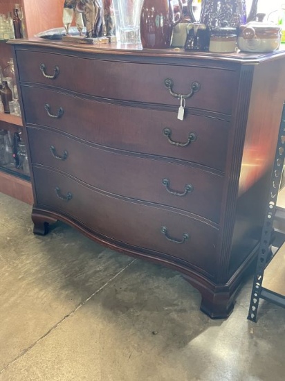 Vintage Serpentine Front Mahogany Four-Drawer Dresser