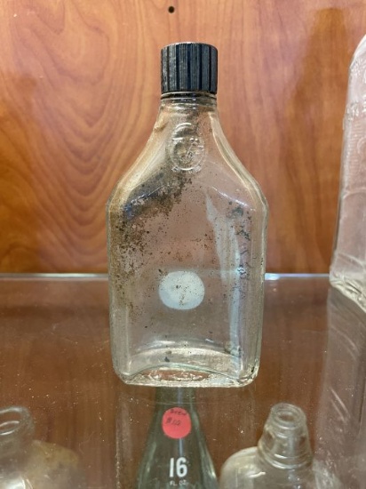 Small Clear Glass Flask with Black Screw Cap