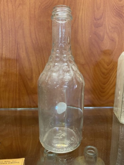 Vintage Clear Glass Liquor or Soda Bottle with Embossed Base