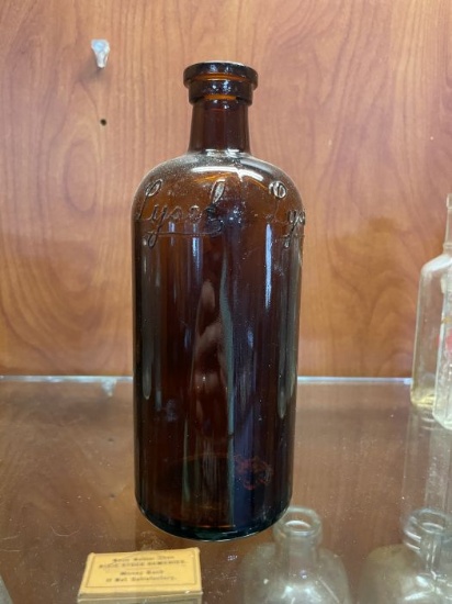 Embossed Amber Glass Lysol Disinfectant Bottle