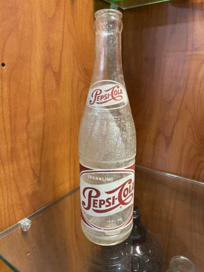 Vintage Pepsi-Cola 12 oz. Swirl Glass Bottle (Red & White Label, c. 1950sâ€“1960s)