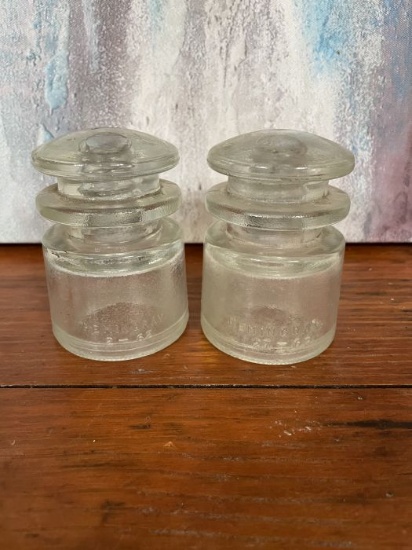 Pair of Hemingray-62 Clear Glass Cable Insulators (CD 252)