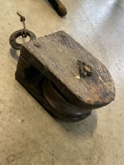 Large Wooden Barn Pulley