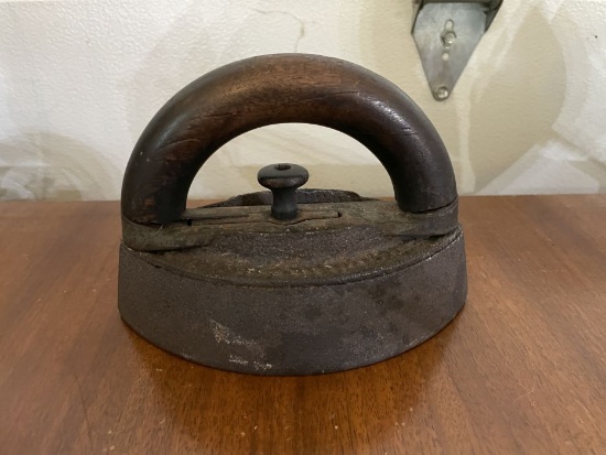Antique Sad Iron with Wooden Handle