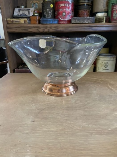 Glass Bowl with Copper Base