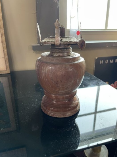 Vintage Wooden Oil Lamp Base