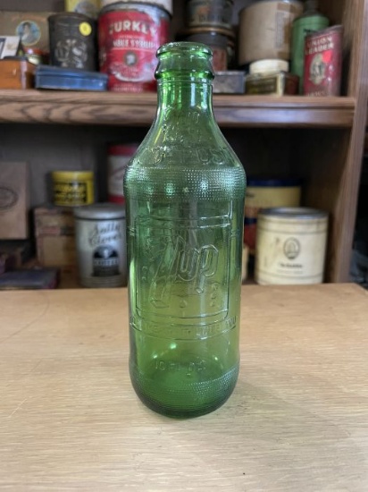 Vintage 7UP Green Glass Bottle