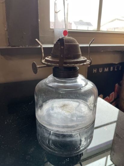Large Clear Glass Oil Lamp