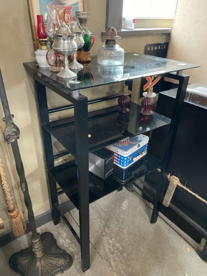 Vintage Metal and Glass Display Shelf