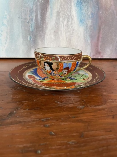 Satsuma Style Japanese Teacup & Saucer