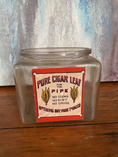 Pure Cigar Leaf Glass Tobacco Jar