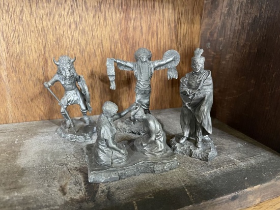 Set of 4 'The Noble Americans' Fine Pewter Figures