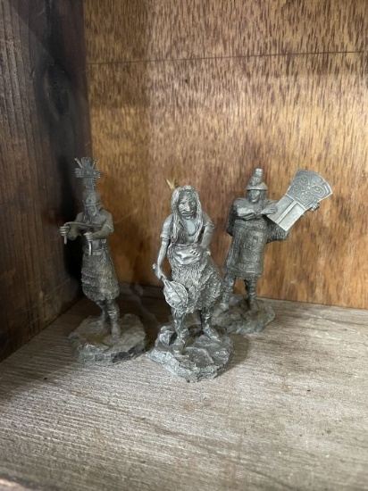 Set of 3 'The Noble Americans' Fine Pewter Figures