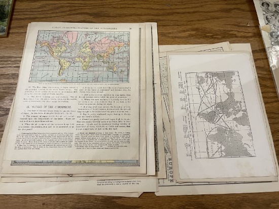 Lot of Vintage World Geography Pages with Maps