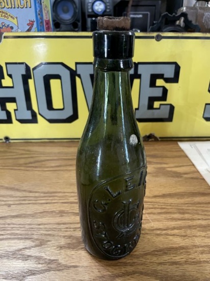 Embossed Green Bottle â€“ G. Leigh, Stockton