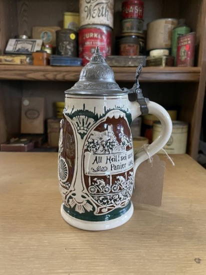 German Beer Stein with Pewter Lid - Panier