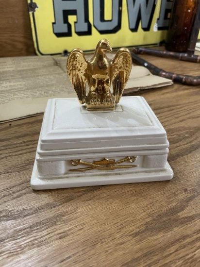 Ceramic Trinket Box with Eagle Topper