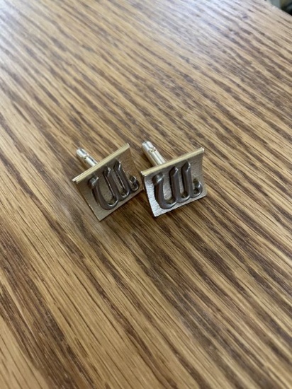 Vintage Gold-Tone Cufflinks â€“ 'W' Initial