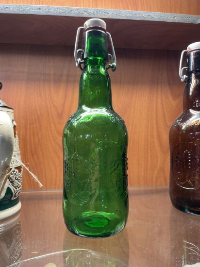 Green Glass Swing-Top Bottle