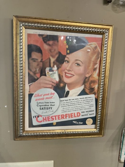 Framed Chesterfield Cigarette Ad