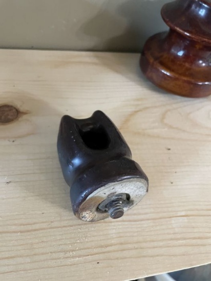 Brown Porcelain Spool Insulator with Mounting Bolt