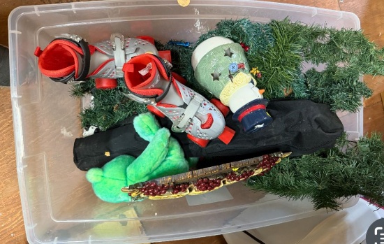 Plastic Bin with Assorted Items