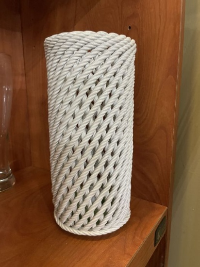 Made in Italy Italian White Ceramic Rope Vase