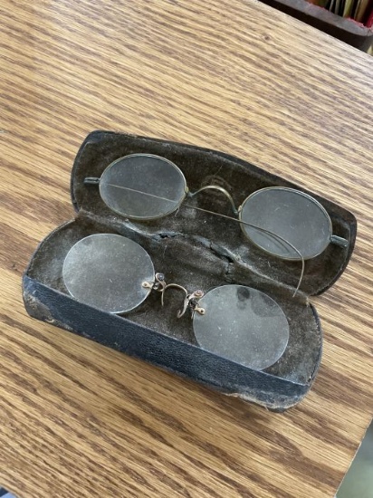 Antique Eyeglasses with Case