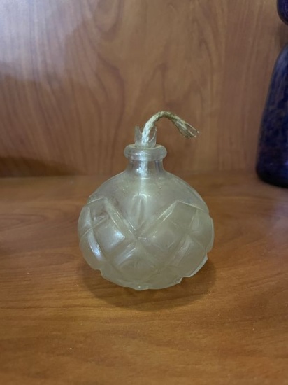 Frosted Glass Oil Lamp with Wick