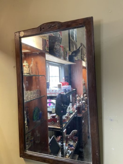 Antique Carved Wood Wall Mirror