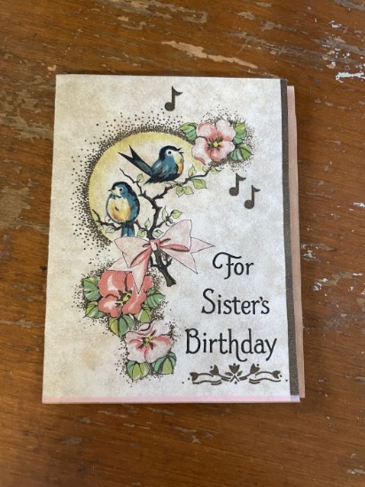 Vintage 'For Sisterâ€™s Birthday' Greeting Card