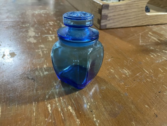 Vintage Cobalt Blue Glass Apothecary or Vanity Jar