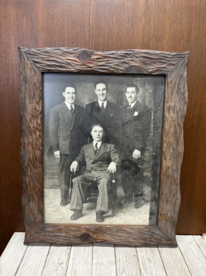 Framed Black & White Photo of  4 Men