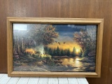 Framed Campfire Landscape Print