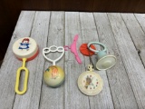 Lot of Vintage Baby Rattles and Toys