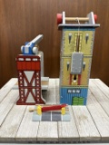 Wooden Toy Crane and Elevator Buildings