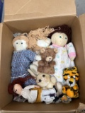 Box Lot of Vintage Rag Dolls & Plush Toys